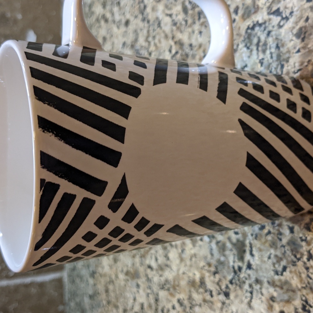 Starbucks Geometric Mug Cup Dot Tall Black White Striped Lines Math Teacher - Picture 6 of 6